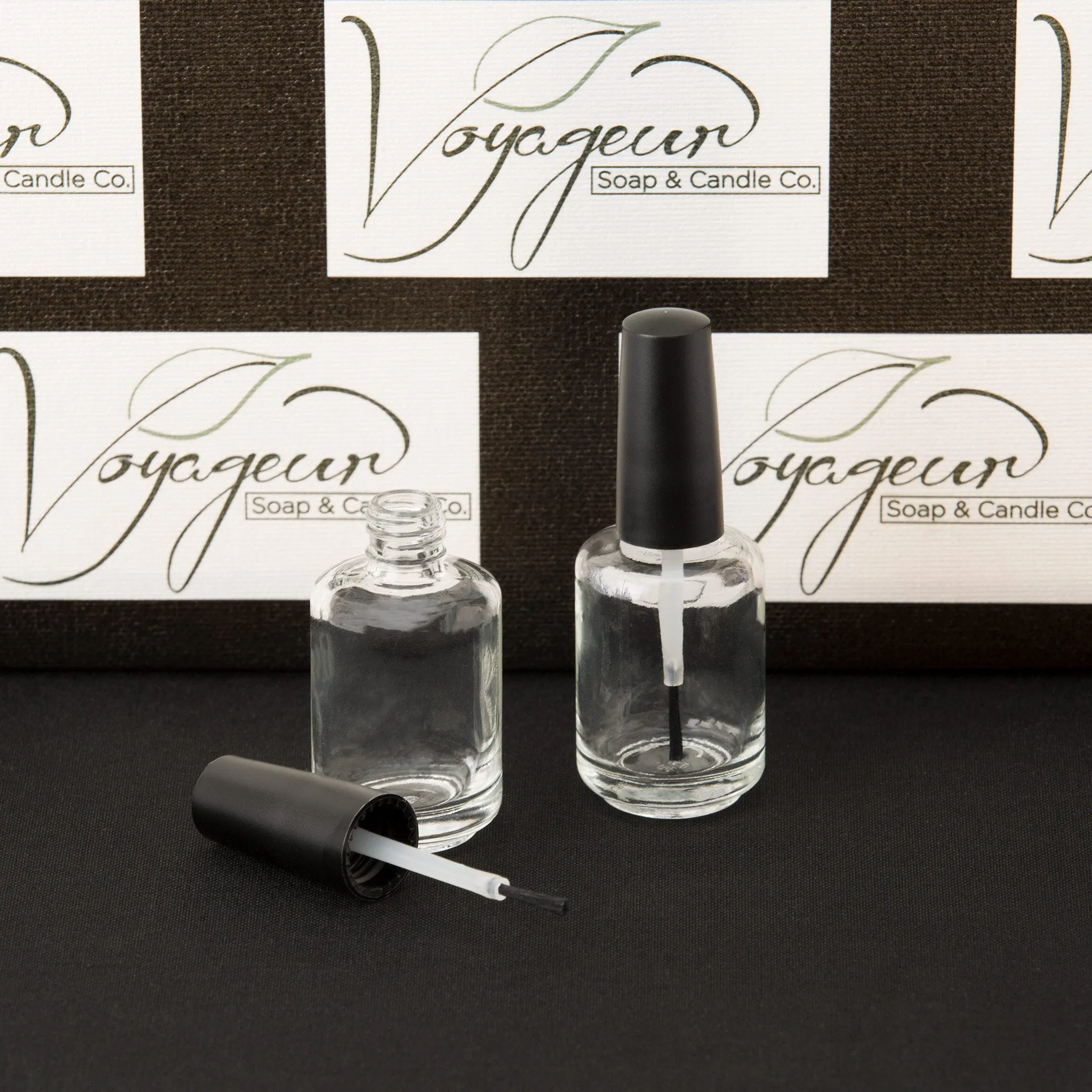 0.5oz Round Nail Polish Bottle with Brush and Black Cap