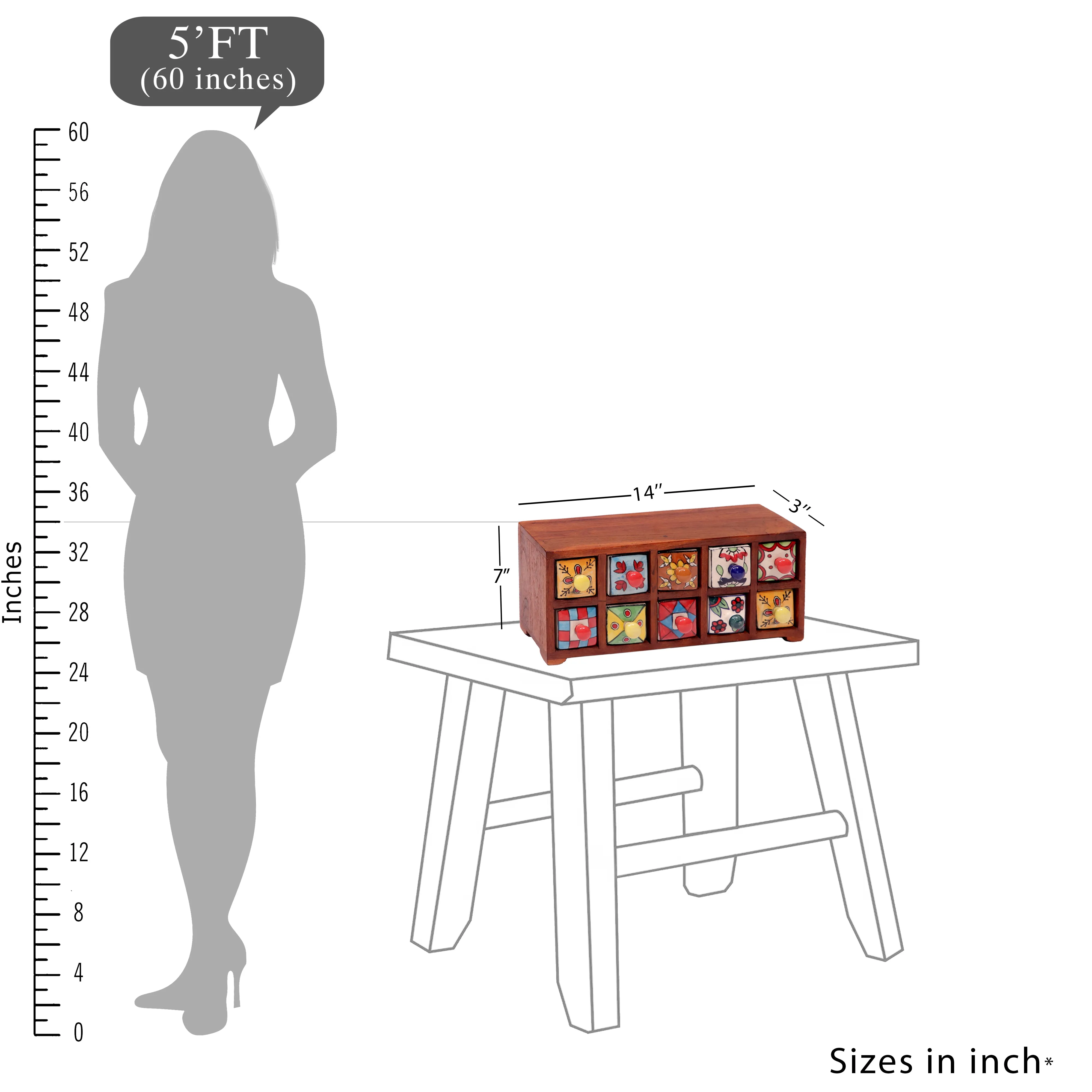 10 drawers double row ceramic miniature chest-(Natural Touch)