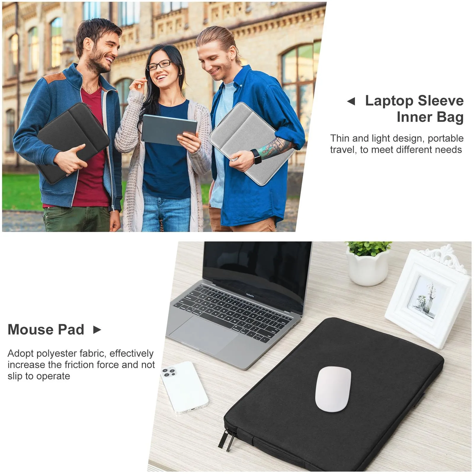 12.5-13.5 Inch Laptop Sleeve Briefcase with Zipper and Handle