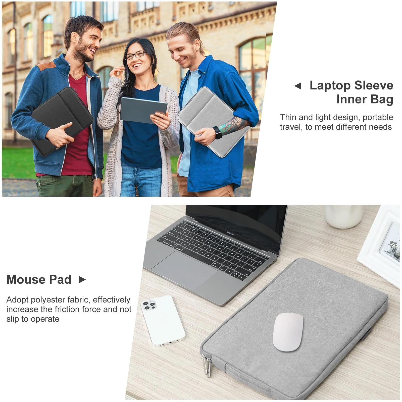 12.5-13.5 Inch Laptop Sleeve Briefcase with Zipper and Handle