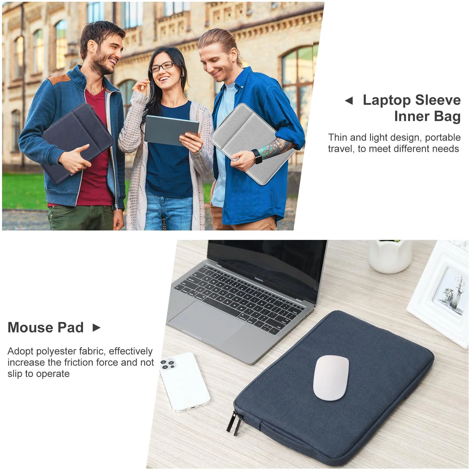 12.5-13.5 Inch Laptop Sleeve Briefcase with Zipper and Handle