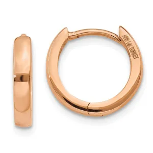 14K Rose Gold Hinged Huggie Hoop Earrings (1.8mm Wide), 11mm 14K Rose Gold Hinged Huggie Hoop Earrings (1.8mm Wide), 11mm