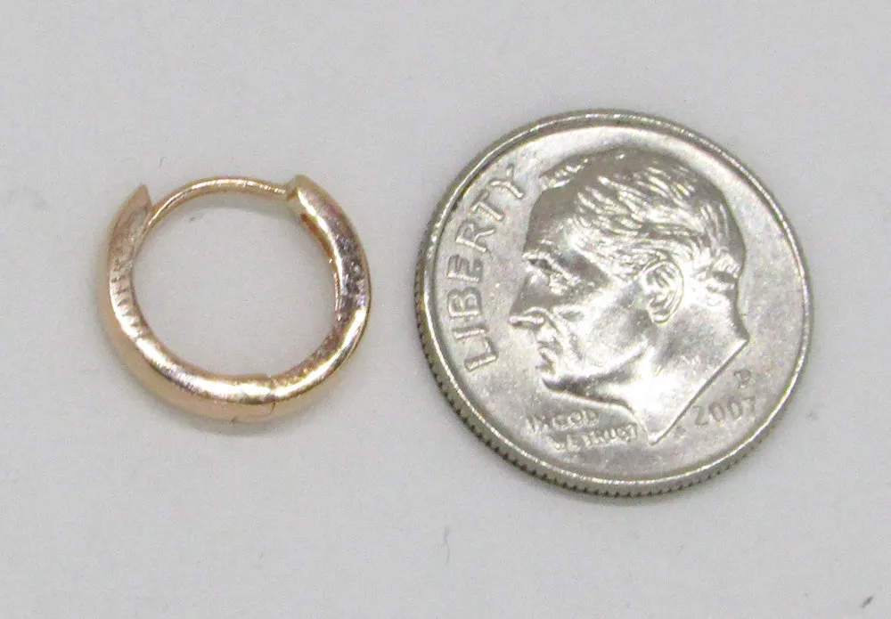 14K Rose Gold Hinged Huggie Hoop Earrings (1.8mm Wide), 11mm