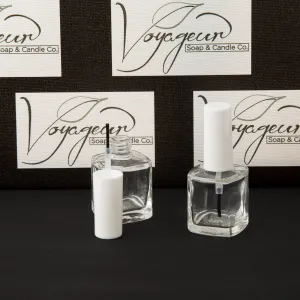 15 ml Beveled Square Nail Polish Bottle with Brush and White Cap 15 ml Beveled Square Nail Polish Bottle with Brush and White Cap
