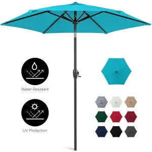 7.5ft Outdoor Market Patio Umbrella w/ Push Button Tilt, Crank Lift 7.5ft Outdoor Market Patio Umbrella w/ Push Button Tilt, Crank Lift