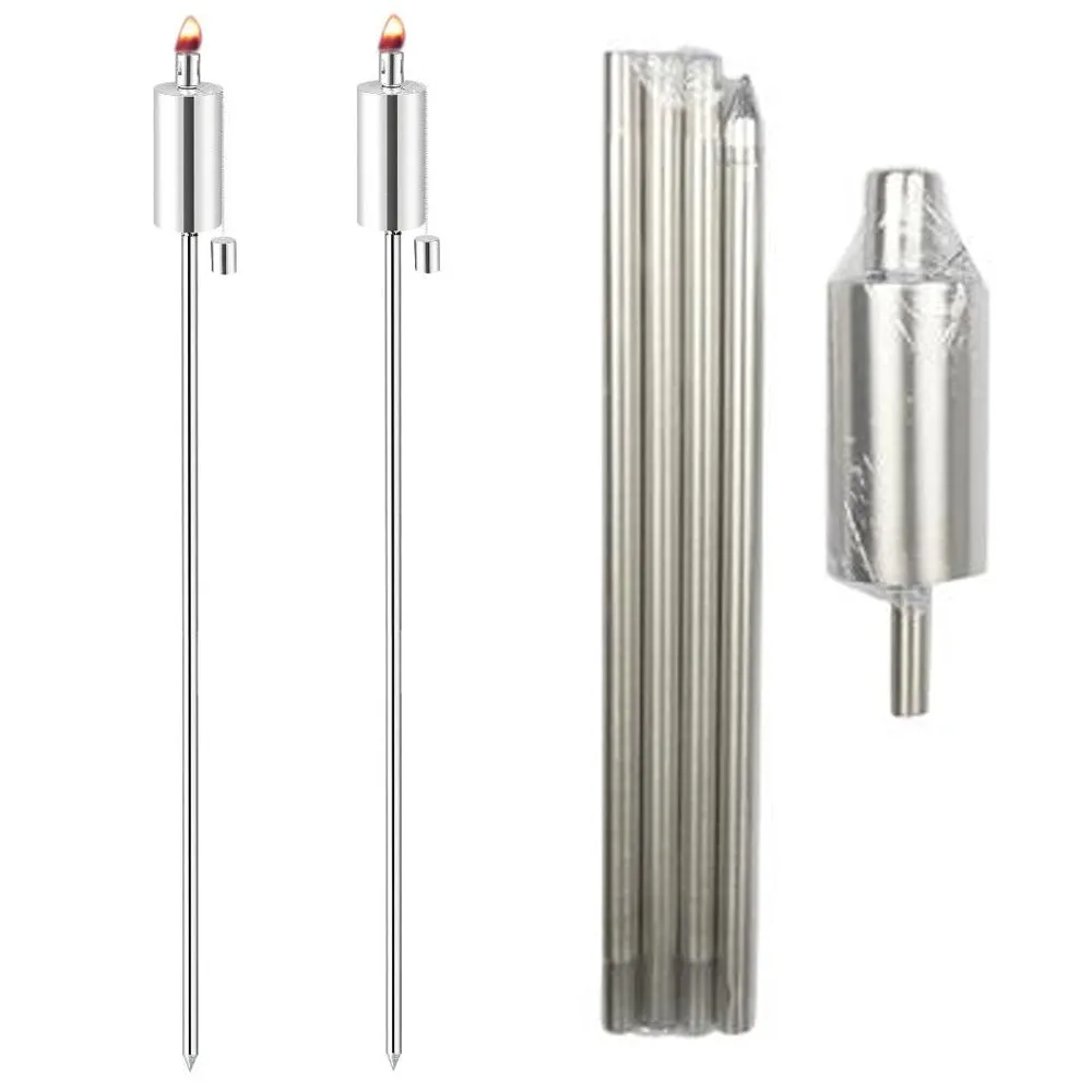 8 Pc Garden Torch Waterproof Flickering Flame Tiki Torch Light Lamp Outdoor Set