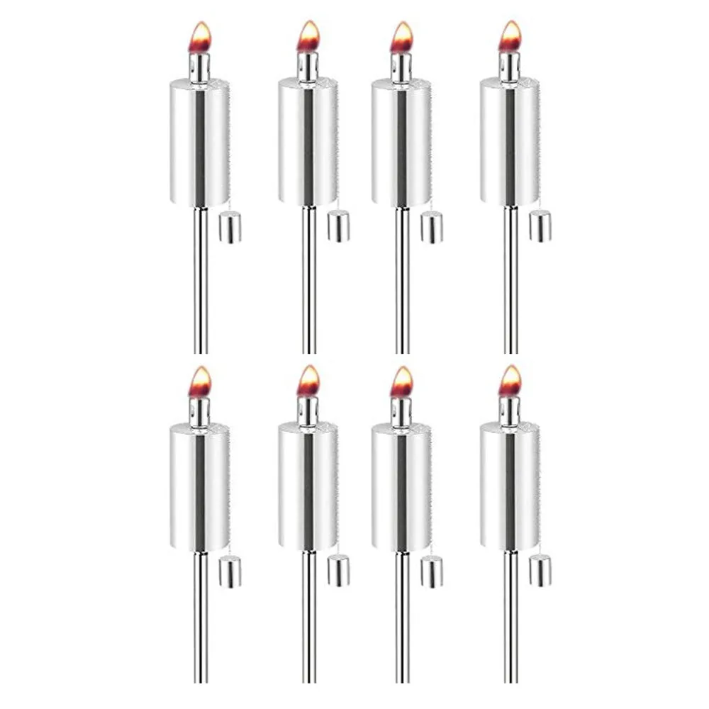 8 Pc Garden Torch Waterproof Flickering Flame Tiki Torch Light Lamp Outdoor Set