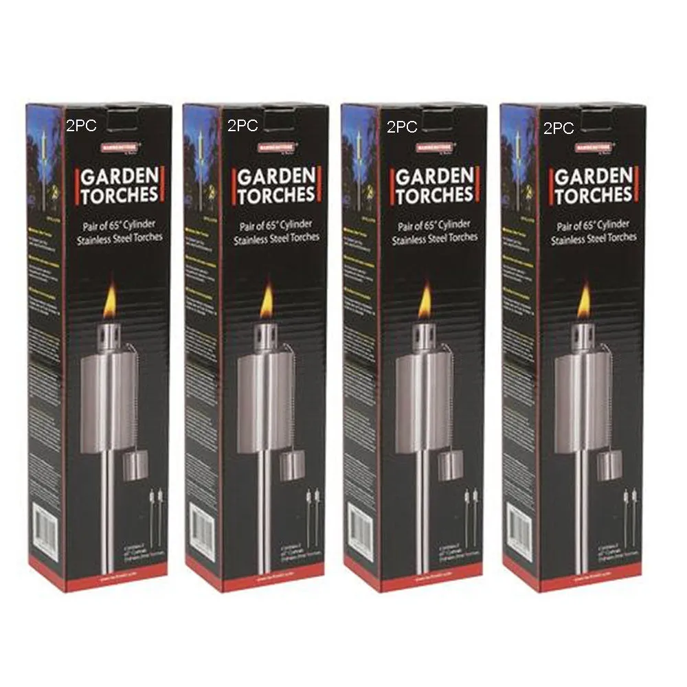 8 Pc Garden Torch Waterproof Flickering Flame Tiki Torch Light Lamp Outdoor Set