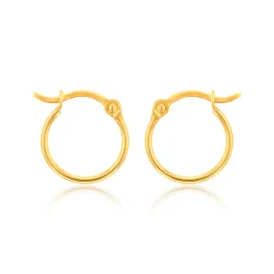 9ct Yellow Gold Polish 10mm Hoop Earring