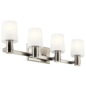 Adani 30 In 4-Lights Bathroom Vanity Light With Opal Glass, Brushed Finish Adani 30 In 4-Lights Bathroom Vanity Light With Opal Glass, Brushed Finish