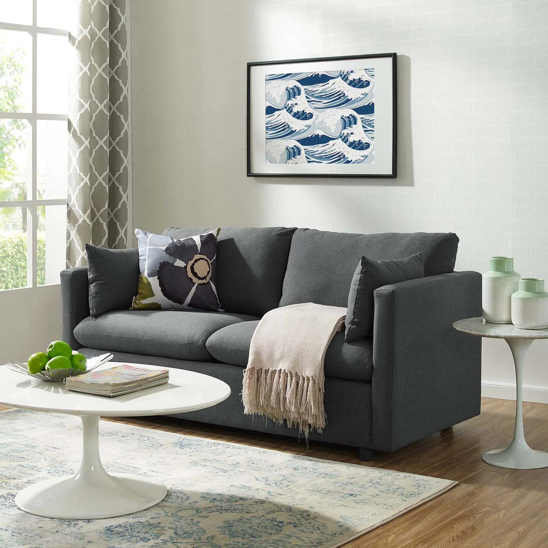 Antonio Upholstered Fabric Sofa Gray