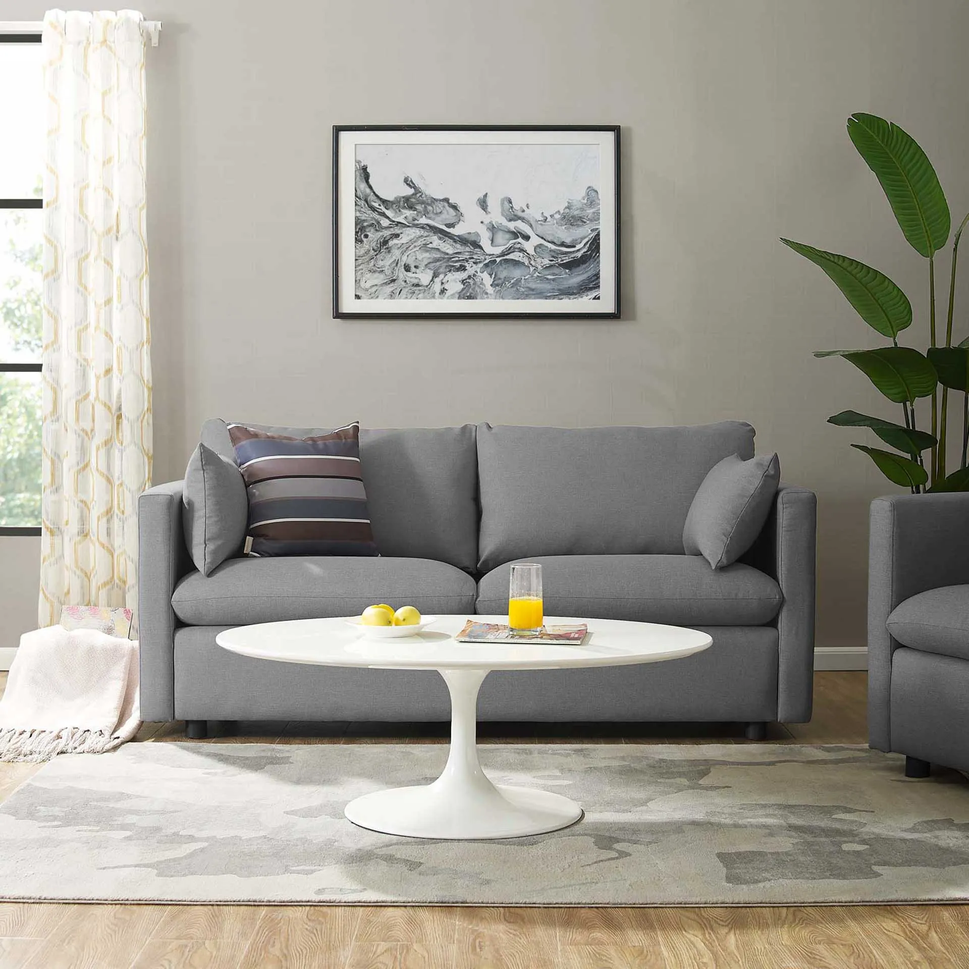 Antonio Upholstered Fabric Sofa Light Gray