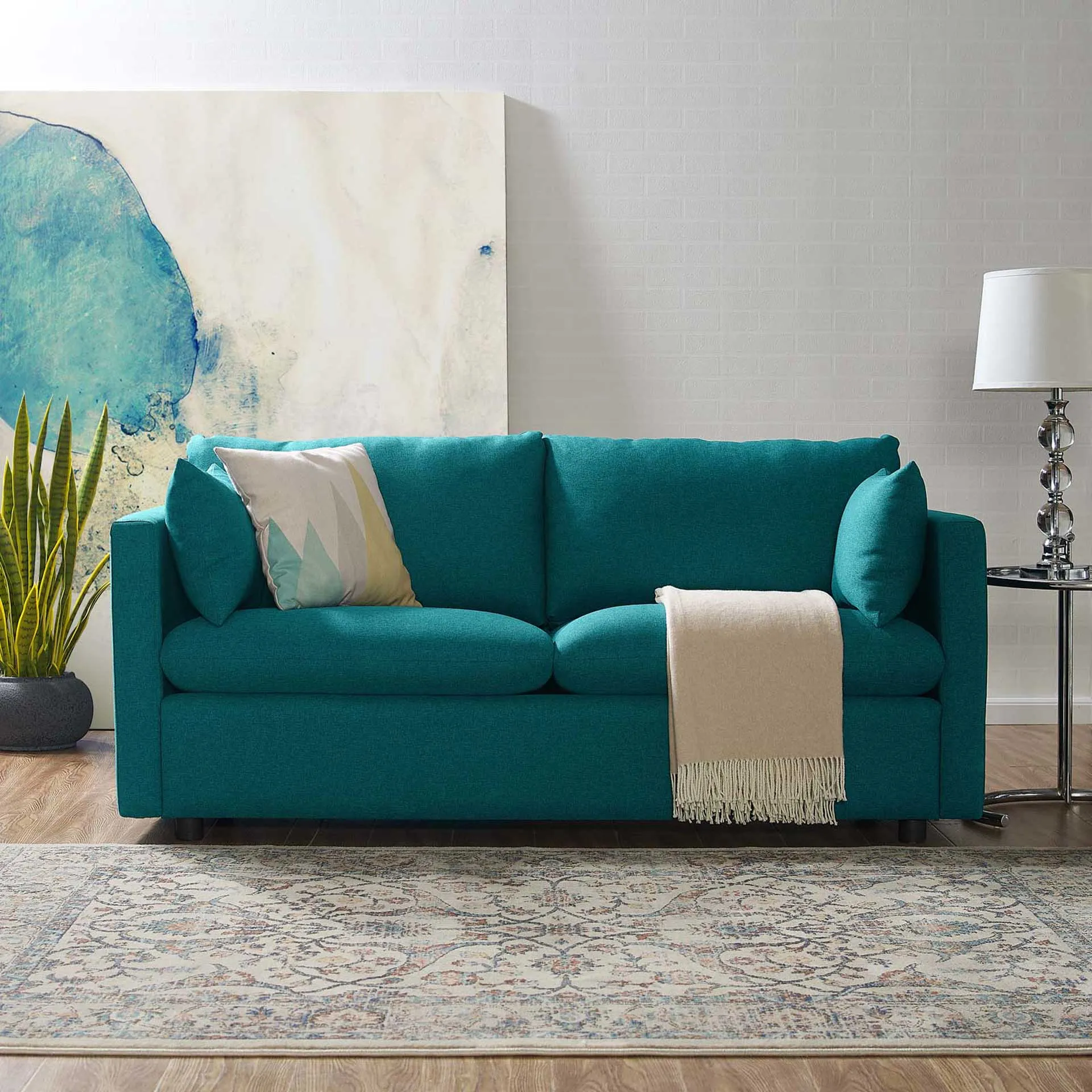 Antonio Upholstered Fabric Sofa Teal