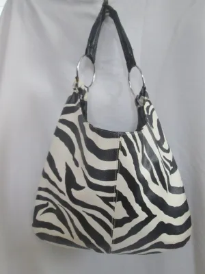 ATTENTION vegan shoulder bag hobo carryall satchel ZEBRA BLACK WHITE L Stripe ATTENTION vegan shoulder bag hobo carryall satchel ZEBRA BLACK WHITE L Stripe