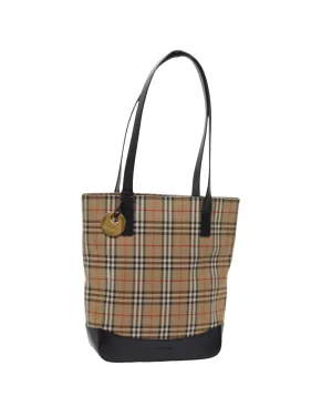 Beige Nylon Canvas Tote Bag with Nova Check Pattern Beige Nylon Canvas Tote Bag with Nova Check Pattern