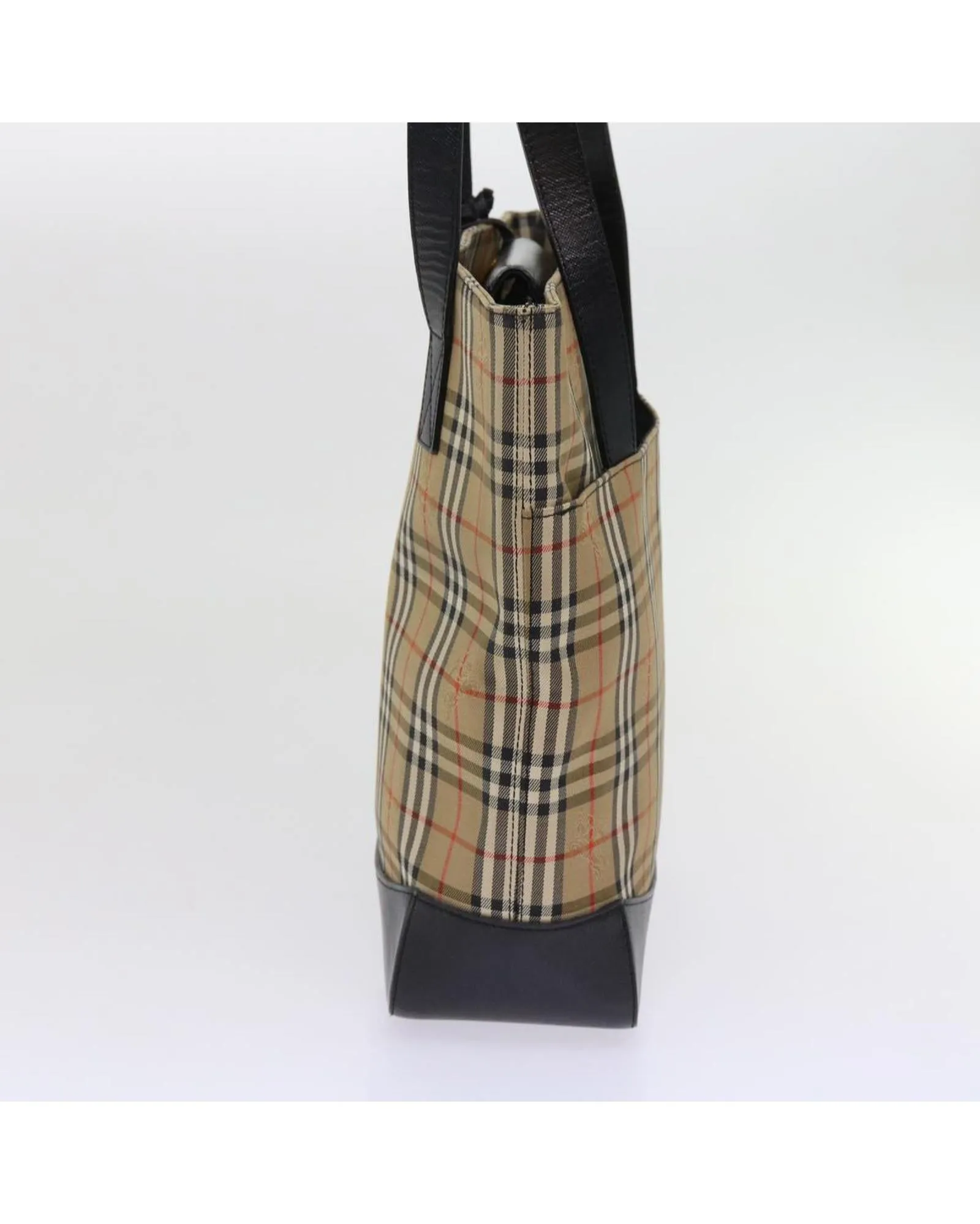 Beige Nylon Canvas Tote Bag with Nova Check Pattern