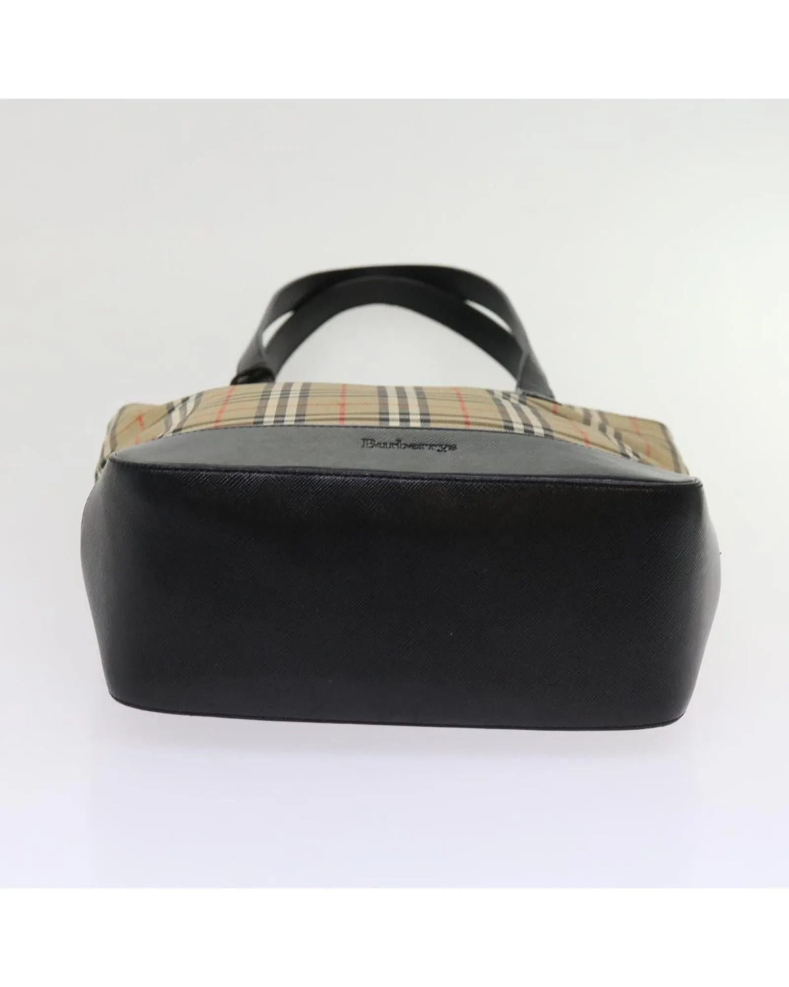 Beige Nylon Canvas Tote Bag with Nova Check Pattern