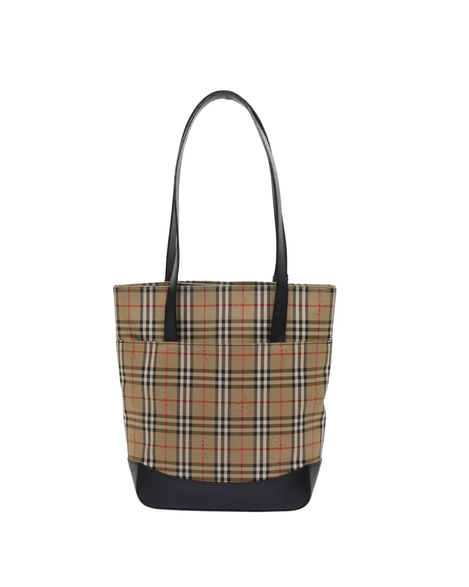 Beige Nylon Canvas Tote Bag with Nova Check Pattern