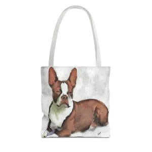 Boston Terrier - Brown & White - Polyester Tote Bag (AOP) Boston Terrier - Brown & White - Polyester Tote Bag (AOP)