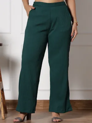BottleGreen Textured WaistbandPalazzo BottleGreen Textured WaistbandPalazzo