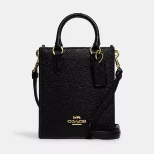 Coach Outlet North South Mini Tote, Gold/Black Coach Outlet North South Mini Tote, Gold/Black