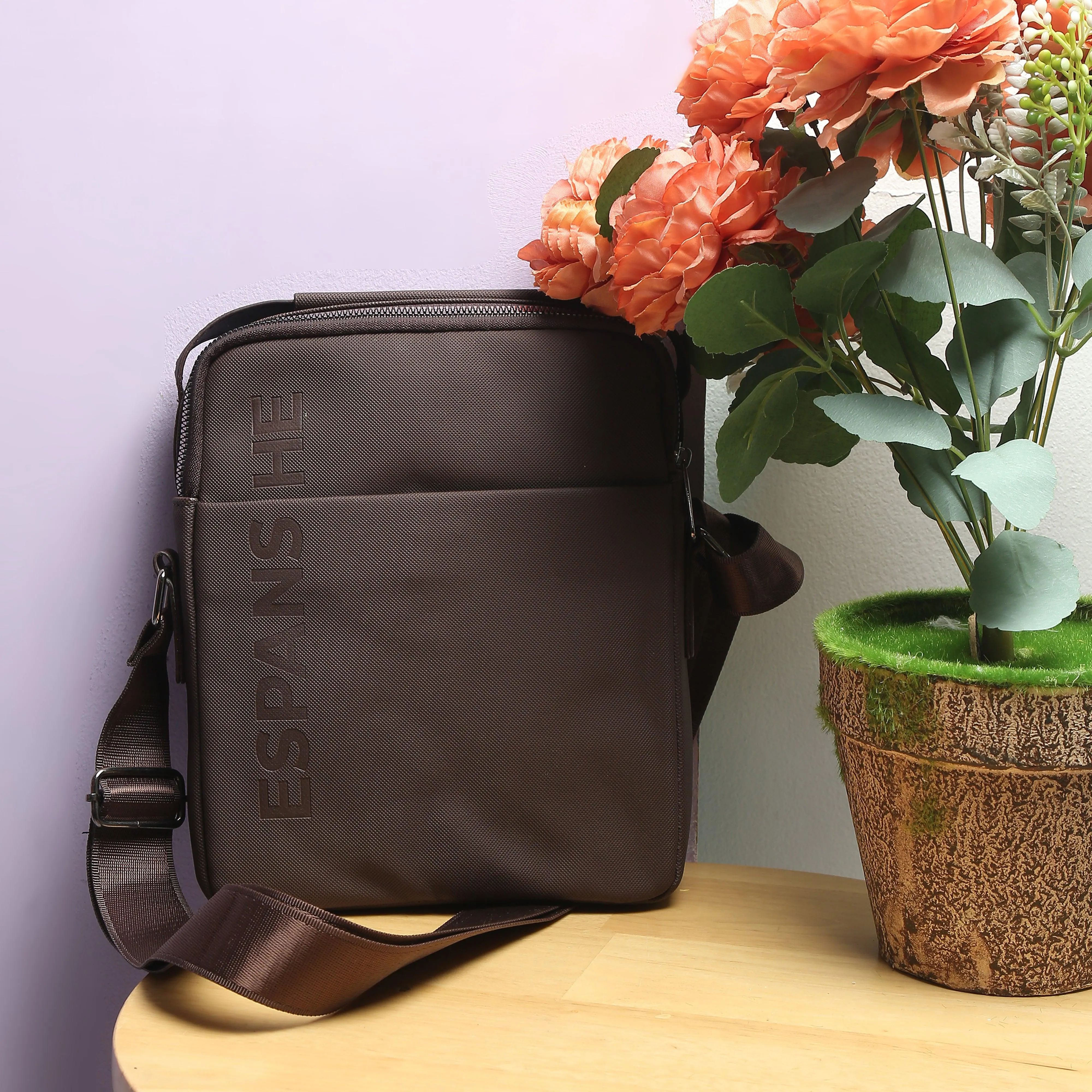Cross Body Messenger Bag - Brown