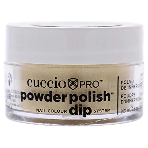 Cuccio Pro Powder Polish Dip - Metallic Lemon Gold - Nail Lacquer for Manicures & Pedicures, Easy & Fast Application/Removal - No LED/UV Light Needed - Non-Toxic, Odorless, Highly Pigmented - 0.5 oz