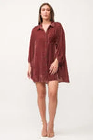 DEAR JOHN LEIGH VELVET BUTTON DOWN TUNIC DEAR JOHN LEIGH VELVET BUTTON DOWN TUNIC
