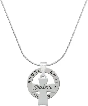 Delight Jewelry Silvertone Faith Flat Cross - Angel Ring Charm Necklace, 18" Delight Jewelry Silvertone Faith Flat Cross - Angel Ring Charm Necklace, 18"