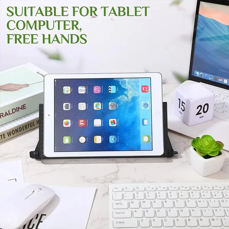 Desktop Media Storage Rack: Adjustable Tilt Tech Stand for Workspace Organization