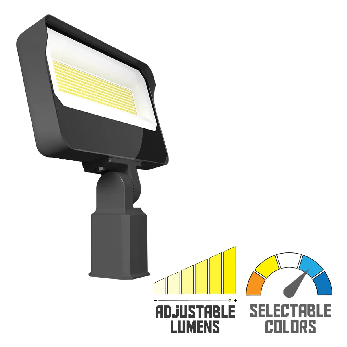 Dusk To Dawn LED Flood Light, 120/140/160W, 24000 Lumens, 30K/40K/50K, 120-277V, Slipfitter Mount