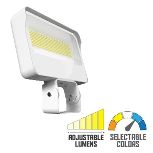 Dusk To Dawn LED Flood Light, 120/140/160W, 24000 Lumens, 30K/40K/50K, 120-277V, Trunnion Mount, White Dusk To Dawn LED Flood Light, 120/140/160W, 24000 Lumens, 30K/40K/50K, 120-277V, Trunnion Mount, White