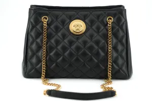 Elegant Quilted Nappa Leather Tote Bag Elegant Quilted Nappa Leather Tote Bag