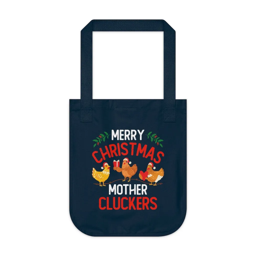 Funny Merry Christmas Chicken Tote Bag | Chicken Farmer Gift Bag | Organic Canvas Tote Bag