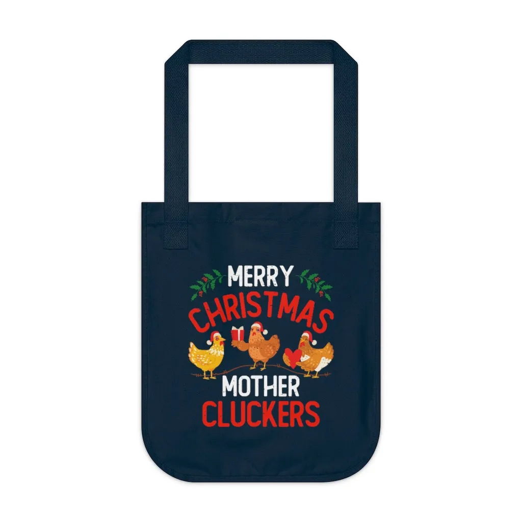 Funny Merry Christmas Chicken Tote Bag | Chicken Farmer Gift Bag | Organic Canvas Tote Bag