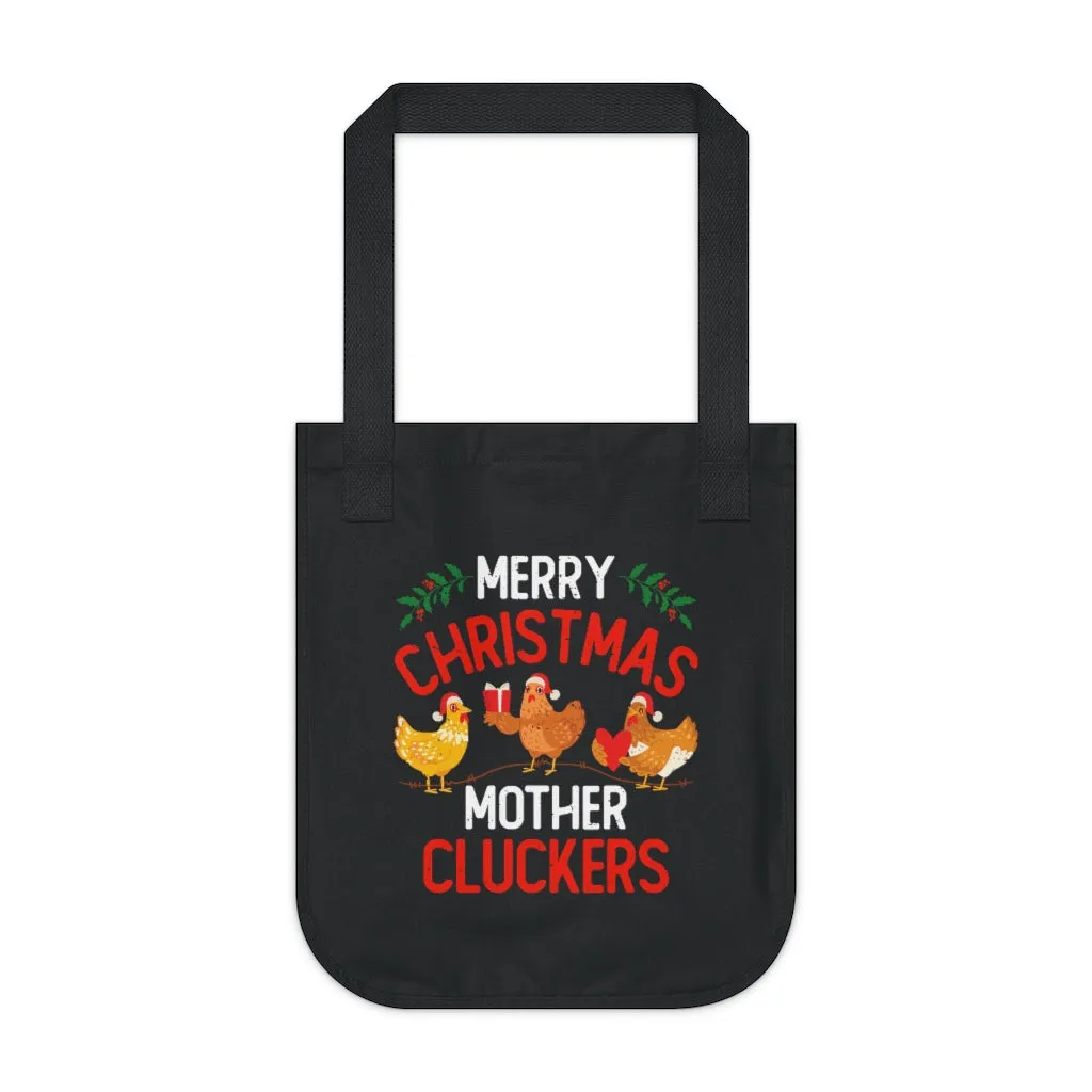 Funny Merry Christmas Chicken Tote Bag | Chicken Farmer Gift Bag | Organic Canvas Tote Bag