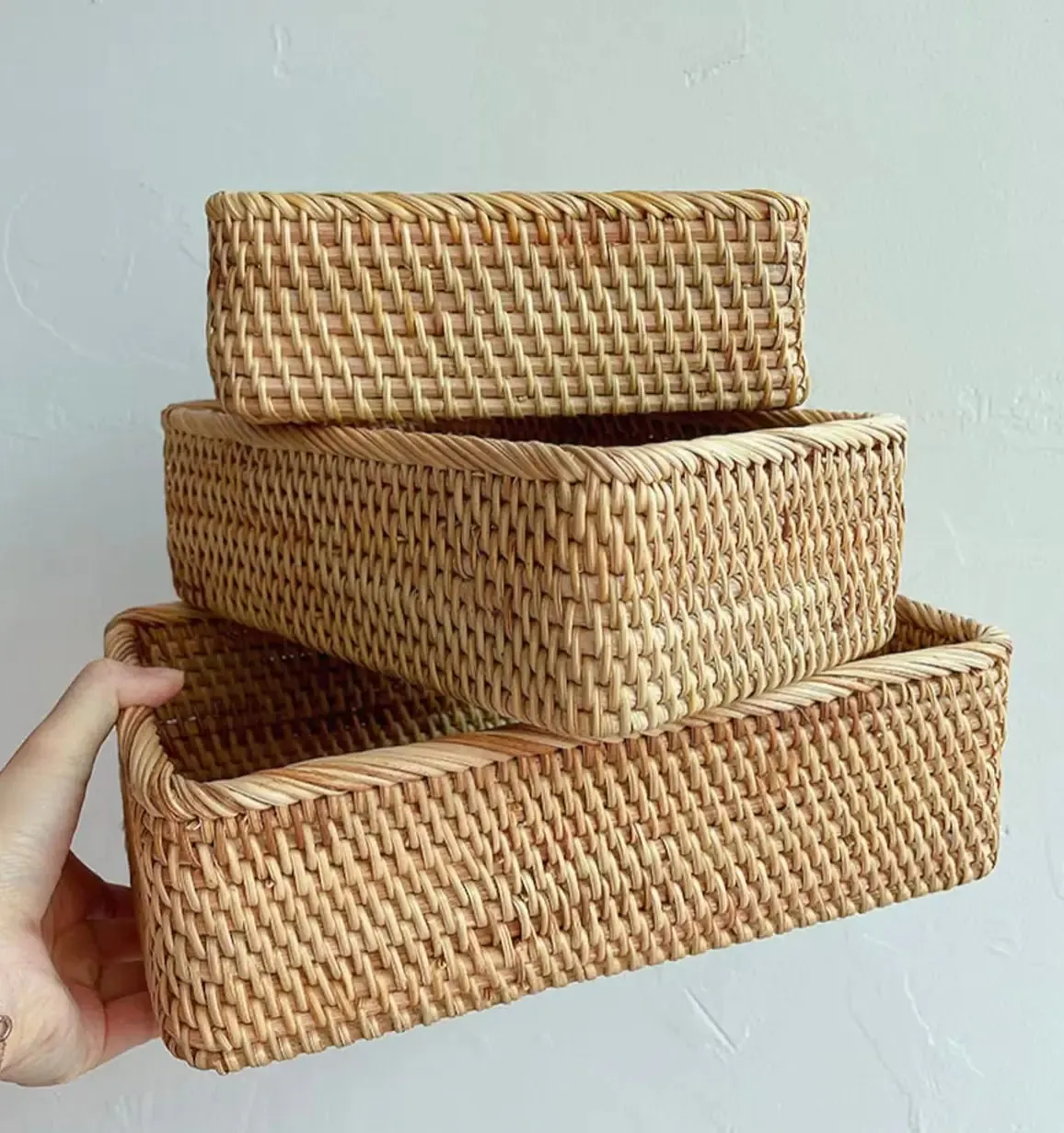 Handmade Rattan Tray Basket - Rustic Charm and Practical Functionality