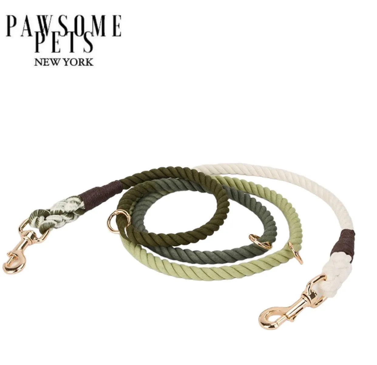 HANDS FREE DOG ROPE LEASH - OMBRE DARK OLIVE GREEN