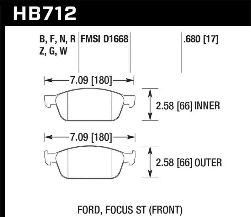 Hawk ER-1 Race Front Brake Pads - 13-14 Ford Focus 2.0L ST - HB712D.680