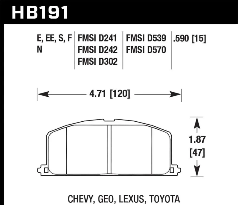 Hawk ER-1 Race Front Brake Pads - 1985 Chevrolet Nova - HB191D.590
