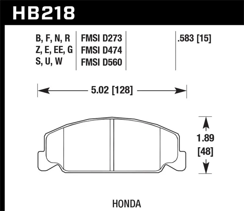 Hawk ER-1 Race Front Brake Pads - 1985 Honda Accord 1.8L Base Organic Brakes - HB218D.583