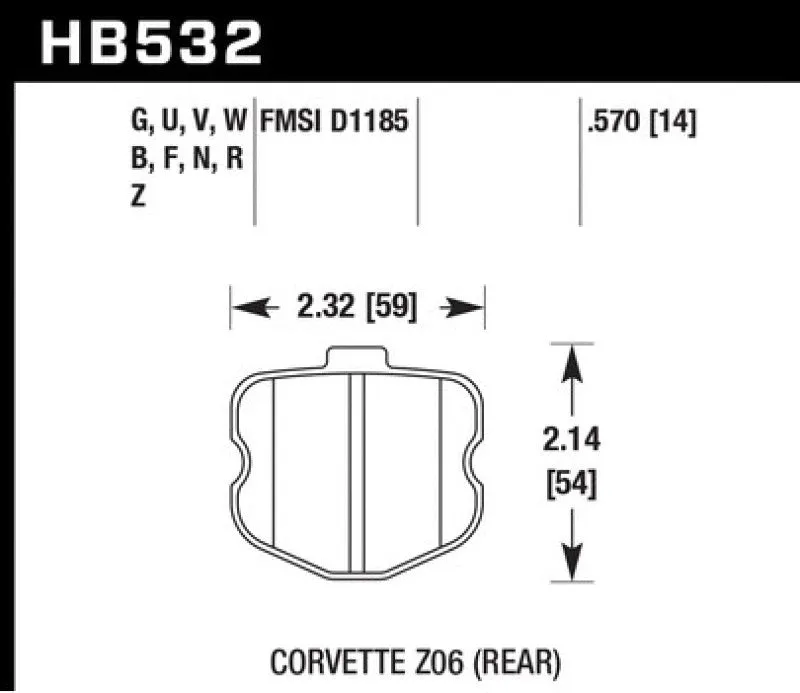 Hawk ER-1 Race Front Brake Pads - 2010-2013 Chevrolet Corvette Grand Sport - HB532D.570