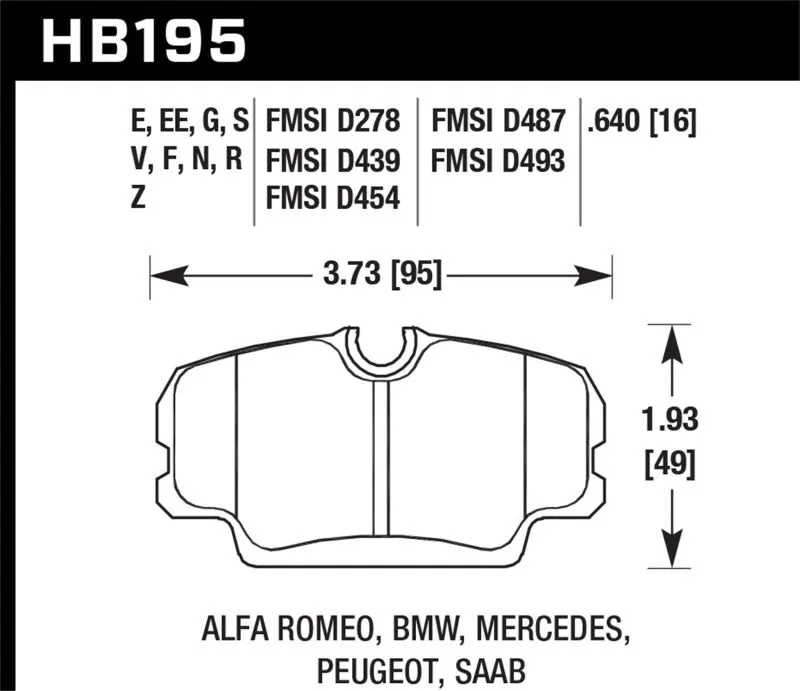 Hawk ER-1 Race Front Brake Pads - 86-87 BMW 325 2.7L Base - HB195D.640