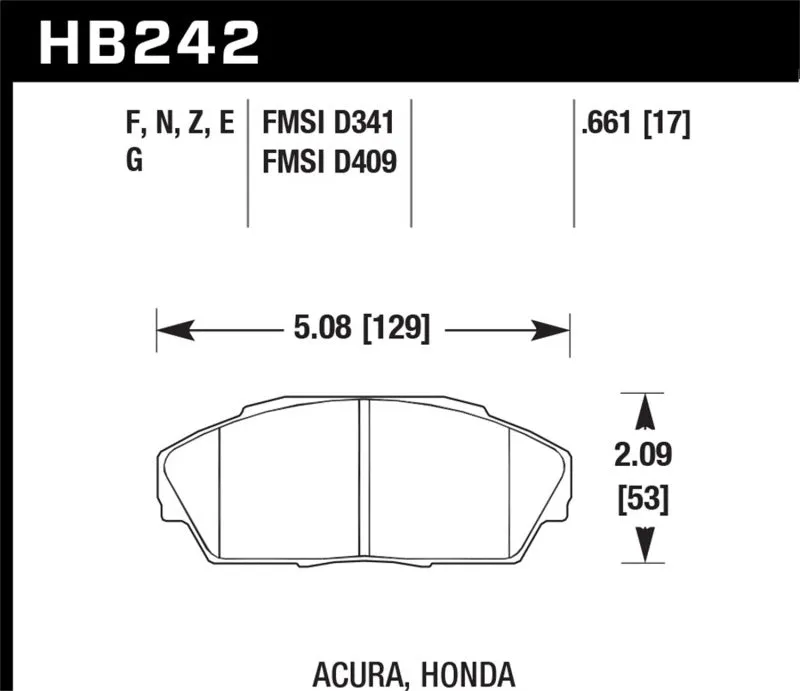 Hawk ER-1 Race Front Brake Pads - 92-93 Acura Integra 1.6L EX - HB242D.661