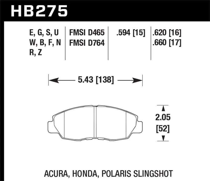Hawk ER-1 Race Front Brake Pads - 97-98 Acura CL 2.2L Base - HB275D.620