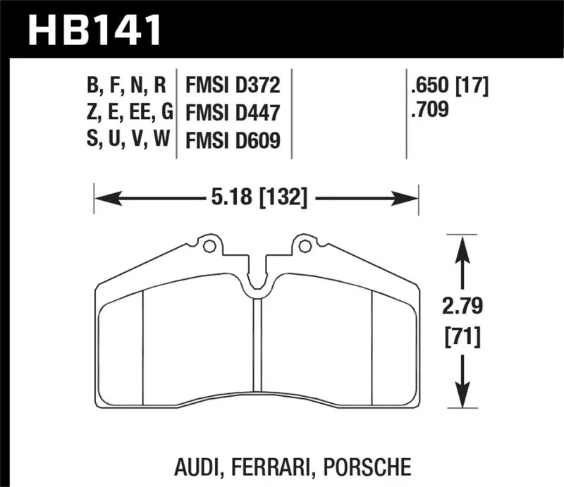 Hawk ER-1 Race Front or Rear Brake Pads - Porsche 911/928/944/968 - HB141D.650