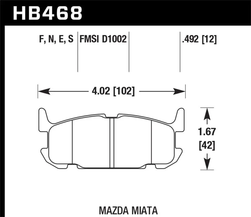 Hawk ER-1 Race Rear Brake Pads - 01-05 Mazda Miata 1.8L Base Pads Only - HB468D.492
