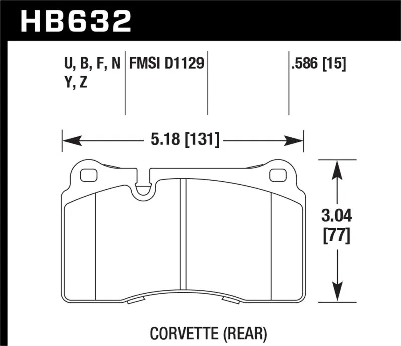 Hawk ER-1 Race Rear Brake Pads - 14-15 Chevrolet Camaro 7.0L Z28 (Incl.Pad Wear Sensor) - HB632D.586