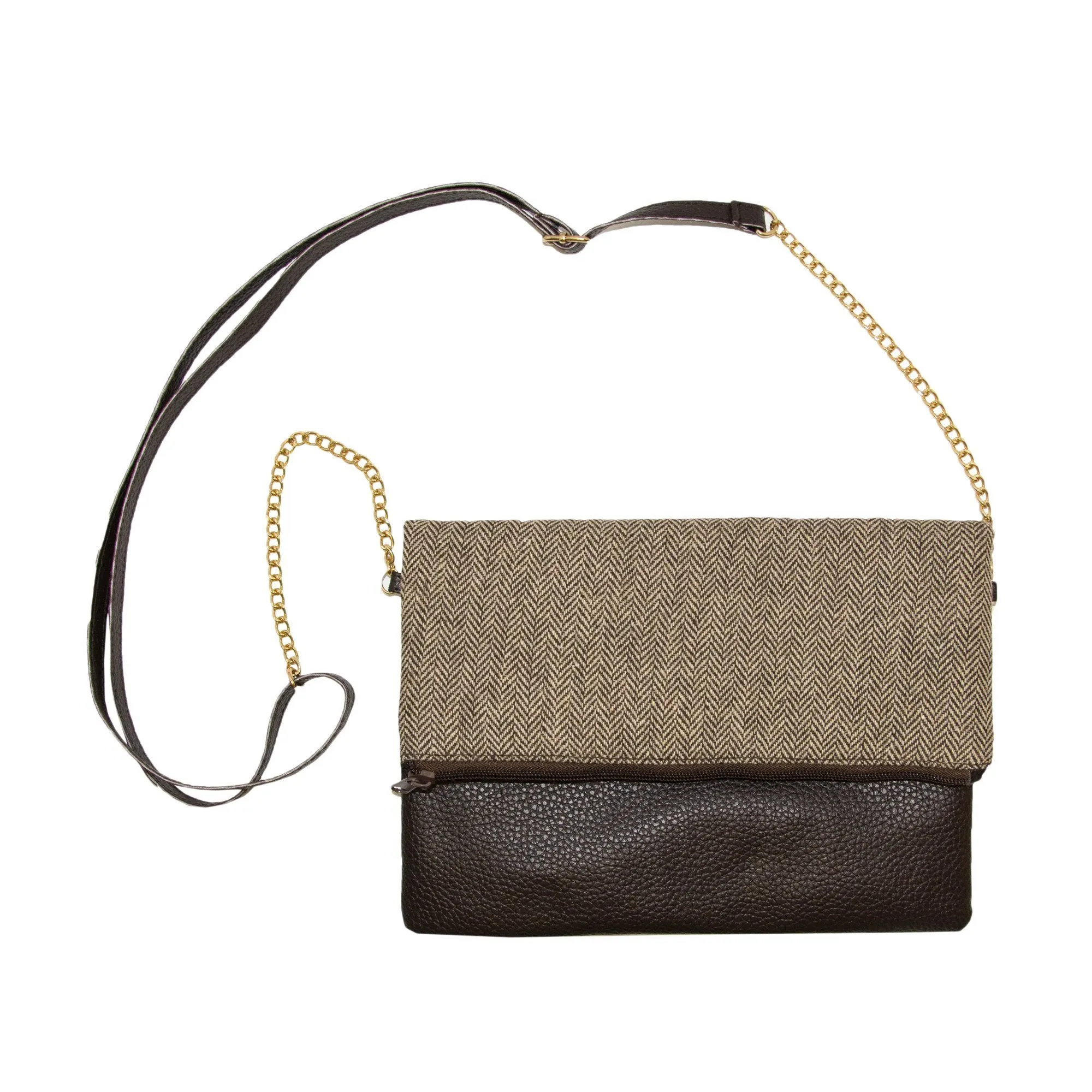 Herringbone Foldover Crossbody