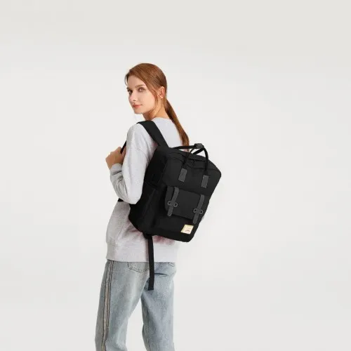 Kono Casual Daypack Lightweight Backpack - Water Resistant & Versatile Design, Full Black